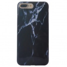 iPhone 7 Plus - TPU IMD Soft Full Case Printing Protective Cover Case - White Line Black Marble Pattern